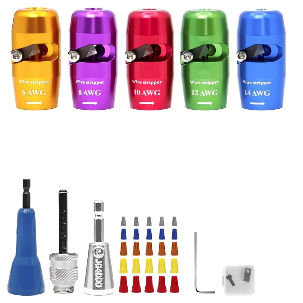 Aundhegrtt As Shown Wire Stripping Tool& Wire Twisting Connector Set(1Set) For Drill, Wire Twister Tool Included