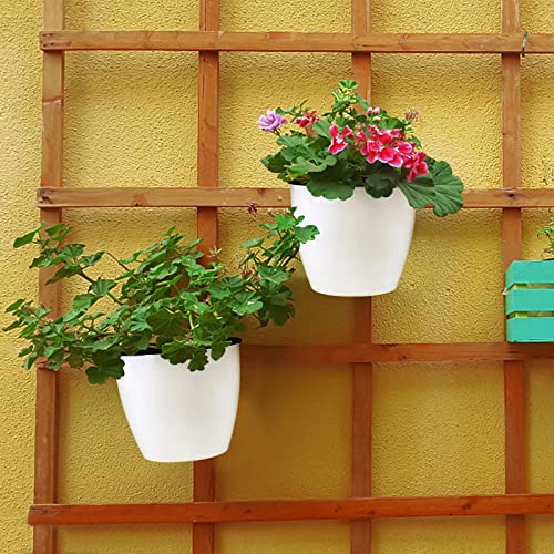 Japchet 8 Pack 7 Inch Self Watering Hanging Planters, Wall Hanging Plastic Planter Pot With 8 Hooks, Lazy Flower Pots For Indoor Outdoor Window Wall Plants, White #TOP5