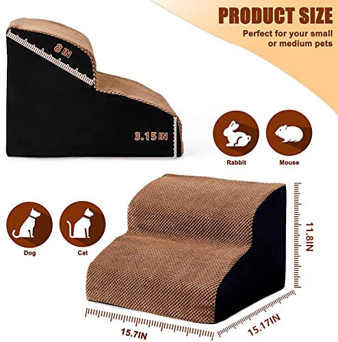Maloroy 2 Tiers Foam Dog Ramps, Dog Stairs Ladder Pet Ramp Stairs Non-Slip Pet Step For Older Dogs, Pet With Joint Pain, Sofa Bed Ladder For Cats （Brown） #TOP1