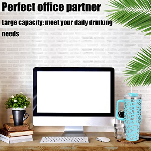 Wonshia 40Oz Insulated Leopard Tumbler With Lid And Straws,Stainless Steel Coffee Tumbler With Handle,Double Vacuum Leak Proof Coffee Travel Mug Water Bottle For Home, Office, Party #TOP2