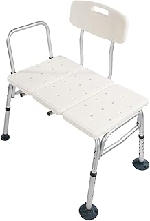 White Bathroom Safety Shower Tub Aluminium Alloy Bath Chair Transfer Bench with Back & Handle Shower Chair, Bath & Shower Safety Seating & Transfer Benches 32