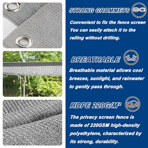 Brise vue en HDPE gris clair résistant aux intempéries - 7