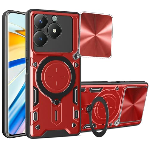 Lucyliy Compatible with Realme C61 Phone Case Cover [with Tempered Glass Screen Protector] red