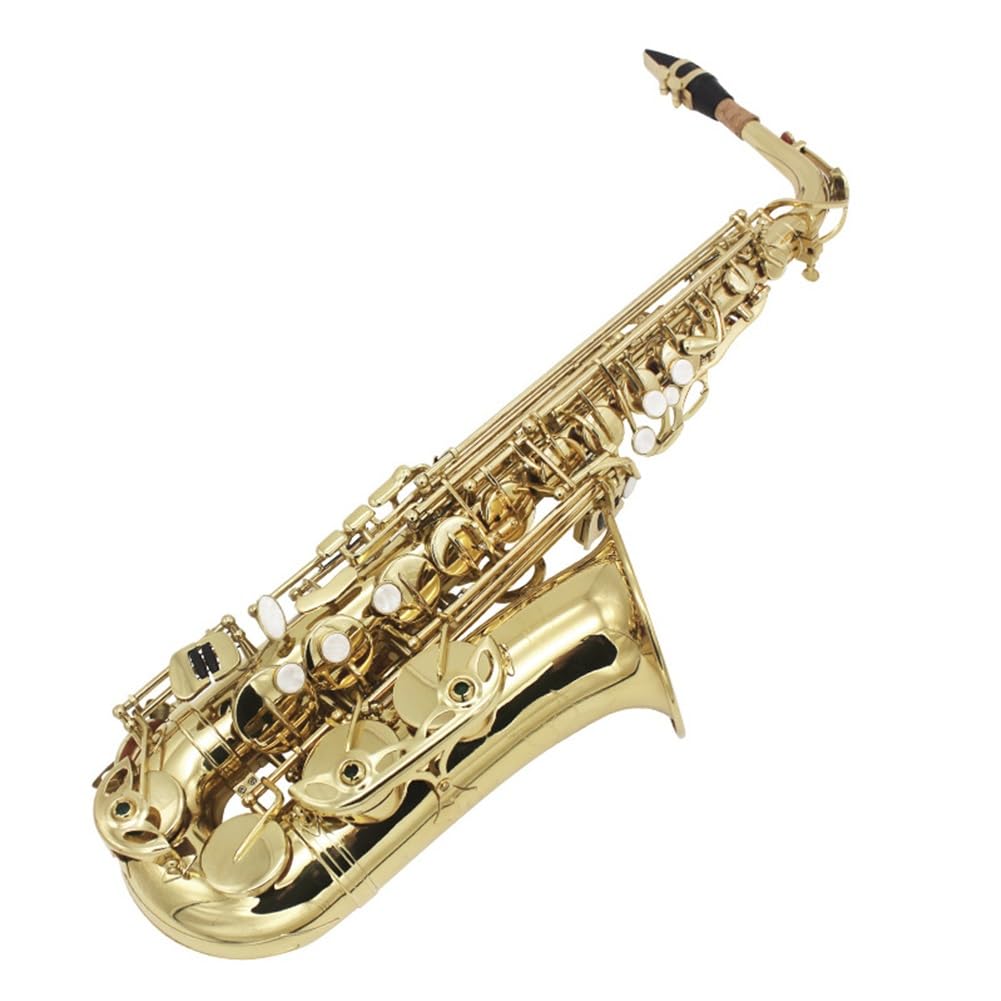 Sassofono professionale Alto Mib Sassofono contralto Ottone laccato Lacca dorata E Sax piatto Strumento a fiato con accessori