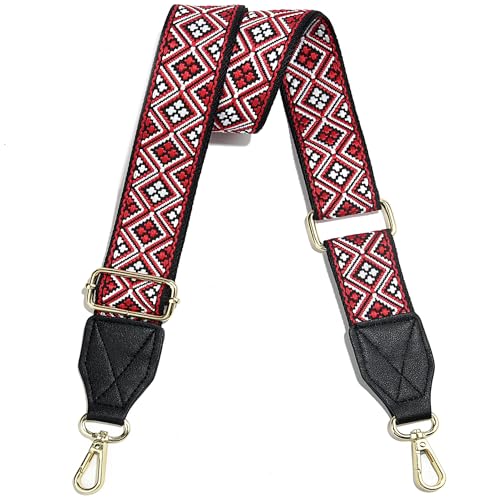 Image of Purse Strap,1.5 inch Leather End Shoulder Strap Adjustable Replacement,Retro Multi-Pattern Crossbody Bag Straps