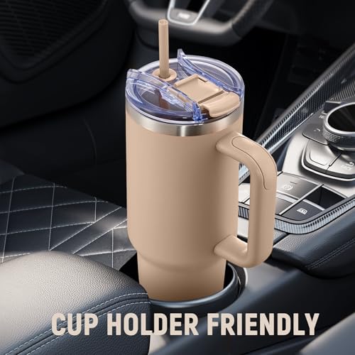 Image of COKTIK 40 oz Tumbler With Handle and Straw, Insulated Tumbler With Leakproof Lids, Stainless Steel|BPA-Free, Cold for 24 H (Dark Night)