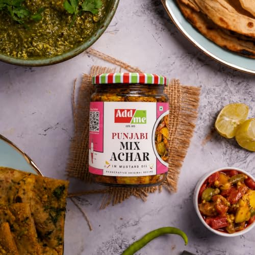 Image of Add me Achar Mixed Pickles 500gm Home Made Recipe mango chilli lemon carrot ker ginger karonda lasoda fruit Punjabi Mix Achar pickle