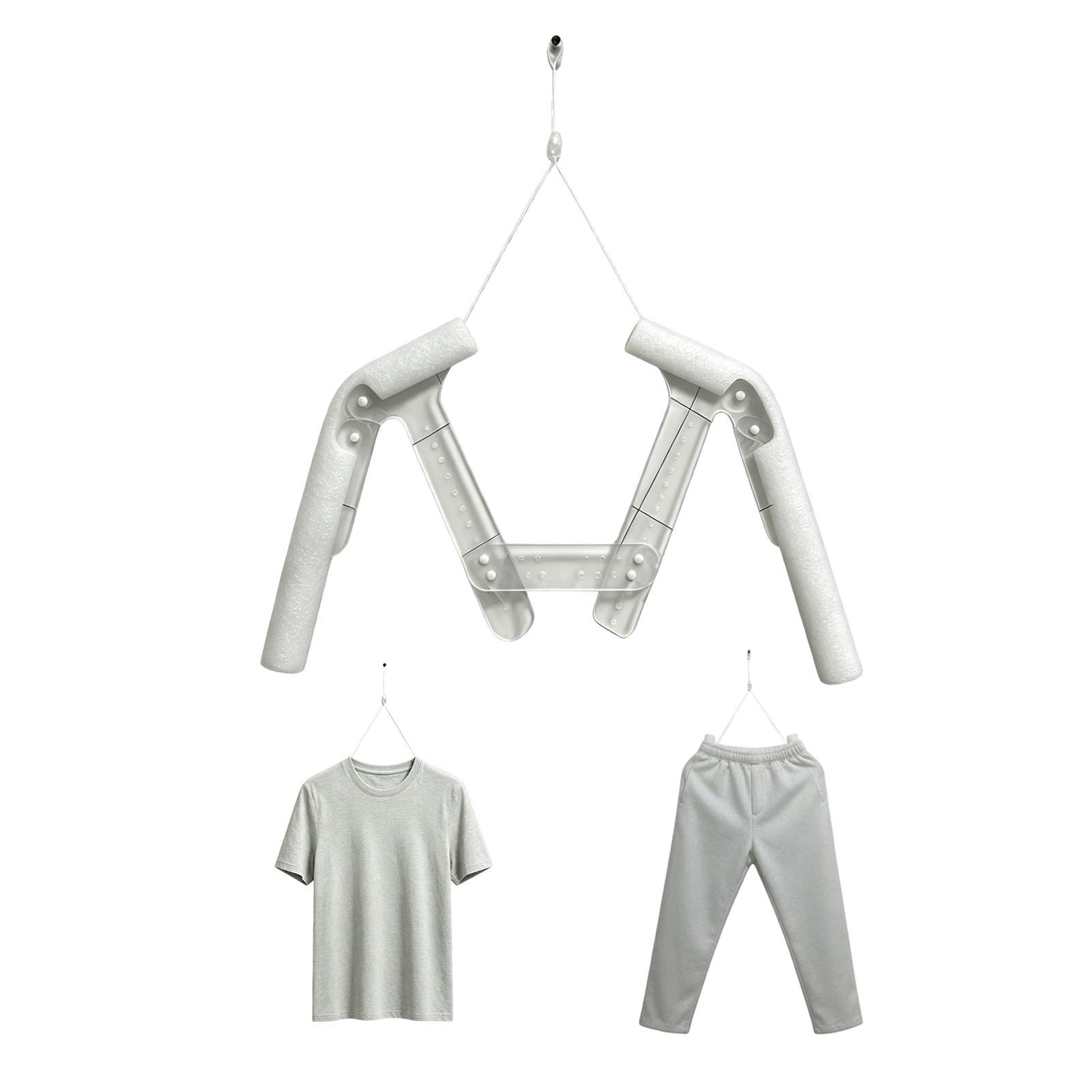 Transparent Mannequin Hangers, Mannequin Dress Form Invisible Hanger with Foam Protection, Adjustable & Detachable Clear Clothes Rack for Clothing Photography