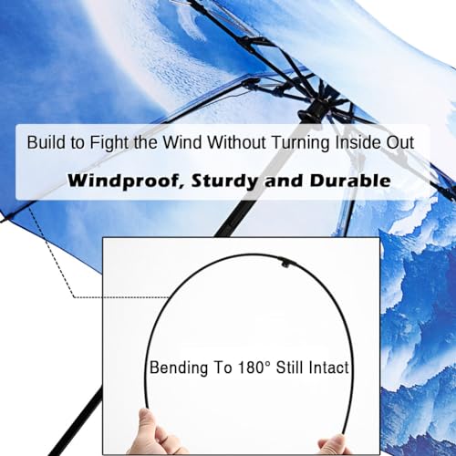 Image of LANBRELLA Portable & Folding Travel Umbrella, 3 Fold, Auto Open Close, Water Resistant, Windproof, with Carrying Handle