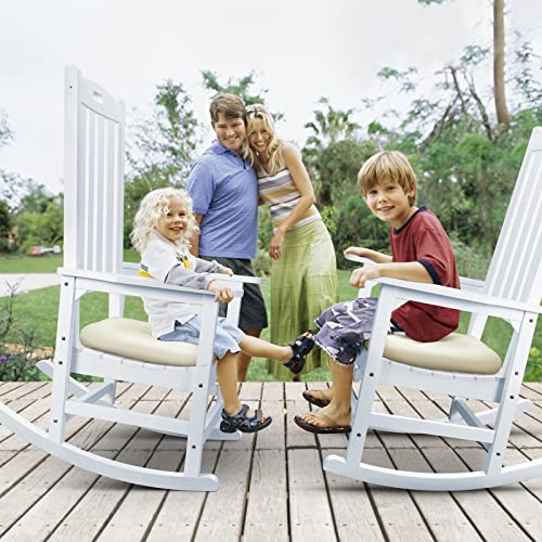 Cecarol Patio Oversized Rocking Chair Outdoor, Weather Resistant, Low Maintenance, High Back Front Porch Rocker Chairs 385Lbs Support Poly Lumber Rocker, Wood-Like Plastic Chair, White-Prc01 #TOP1