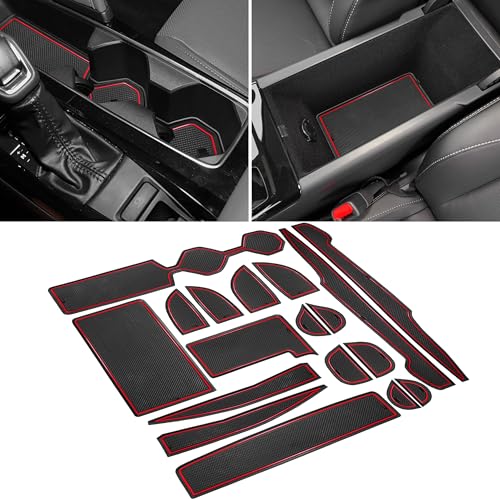 SENSHINE Cup Holder Insert for Toyota Camry Accessories 2025 2026 Center Console Glove Box Liners Door Pocket Slot Mats for Camry 2025 SE LE XLE XSE Non-Slip Customized Interior Pad 18 Pcs Set (Red)