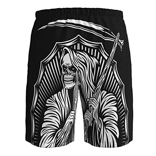 Grim Reaper Death Skull Black Mens Swim Trunks Beach Shorts Summer Sports Running Bathing Suits3