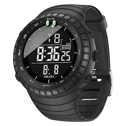 Montre numérique multifonctionnelle noire avec affichage moderne SMAEL