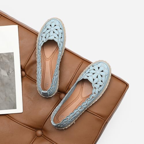 Image of HEAWISH Women's Ballet Flat Daisy Round Toe Dress Shoes Casual Slip On Rope Loafer