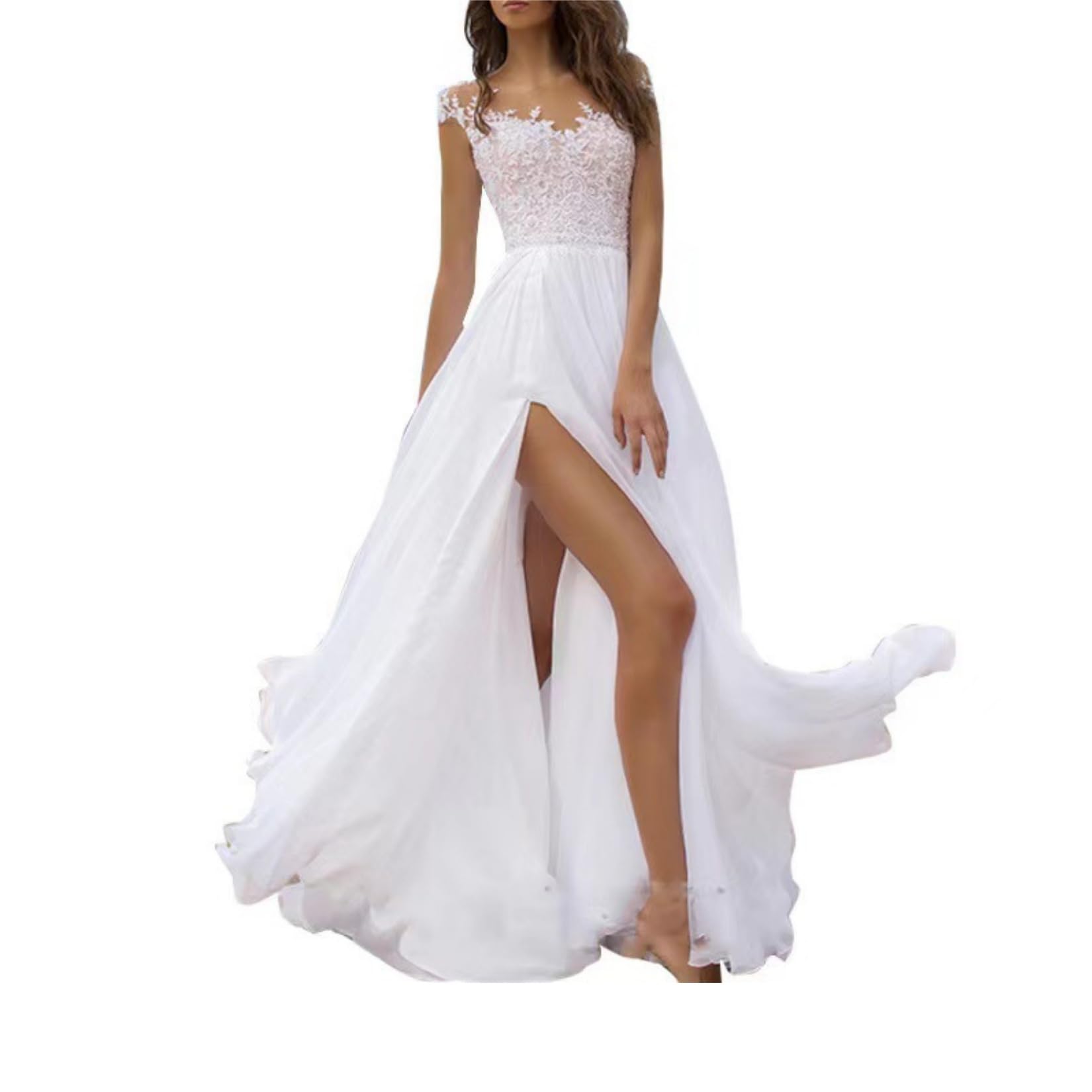 Qiribati Robes De Mariée D'église Femmes Halterneck Robes Formelles en Dentelle Bouches Nuptiales Robe Maxi