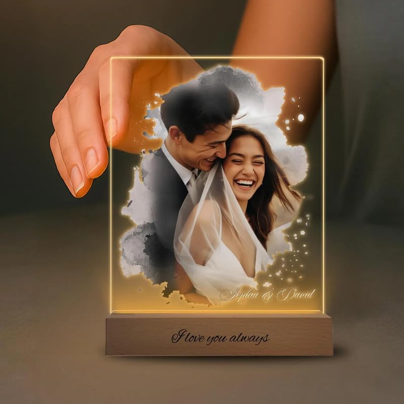 Acrylic Personalised Photo Lamp for Anniversary, Wedding, Couple, Birthday, Wedding Gifts, Valentine Gift for Wife (5x7 inch)-image-28