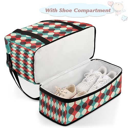 Sports Gym Bag Vintage Retro Geometric Foldable Travel Duffel Bag with Shoes Compartment Large Carry On Bag Weekend Yoga Workout Bag for Men Women 20.07 * 7.87 * 18.11 Inch4