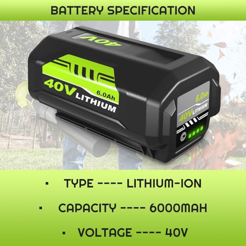 Image of 1Pack Upgraded 6000mAh Capacity Replacement for Ryobi 40V Battery OP40601 OP40602 OP40261 OP40501 OP40404 OP4030 Compatible with Ryobi 40Volt Lithium ion Battery Power Tools