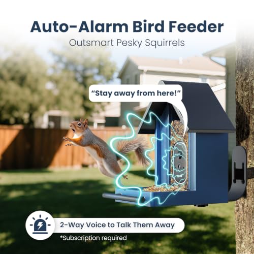 Image of Smart Metal Bird Feeder with Camera, Light Blue