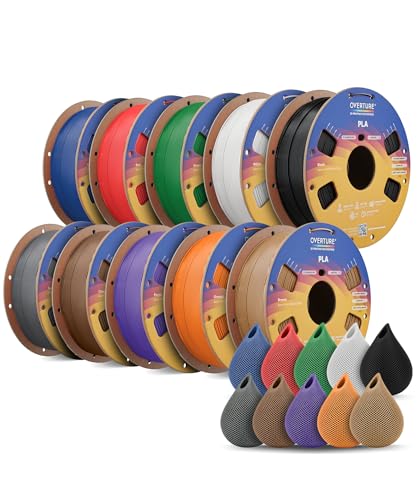 Image of OVERTURE 10KG Bundle High Speed PLA Filament 1.75mm, Neatly Wound 3D Printer Filament 10 Pack 1kg Spool (2.2lbs) Rapid PLA, Fit Most FDM 3D Printers(10 Color P1)