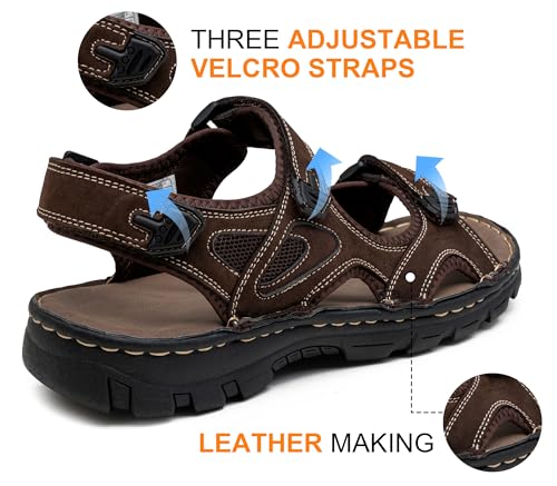 Jousen Men's Sandals Leather Open Toe Beach Sandal Outdoor Summer Sport Hiking Sandals2