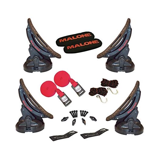 Malone Saddle Up Pro Universal Car Rack Kayak Carrier (Set of 4) with Bow and Stern Lines