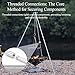 Camping Tripod, Heavy-Duty Steel Cooking Tripod, Threaded Connection Design, Adjustable Camp Tripod, Campfire Cooking Equipment with Adjustable Chain