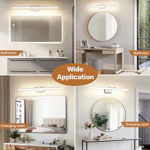 Image of SOLFART Bathroom Lights Over Mirror: 32 Inch Bathroom Vanity Light- Brushed Nickel 6000K LED Lighting Fixtures IP44 Damp Rated, ETL Certified