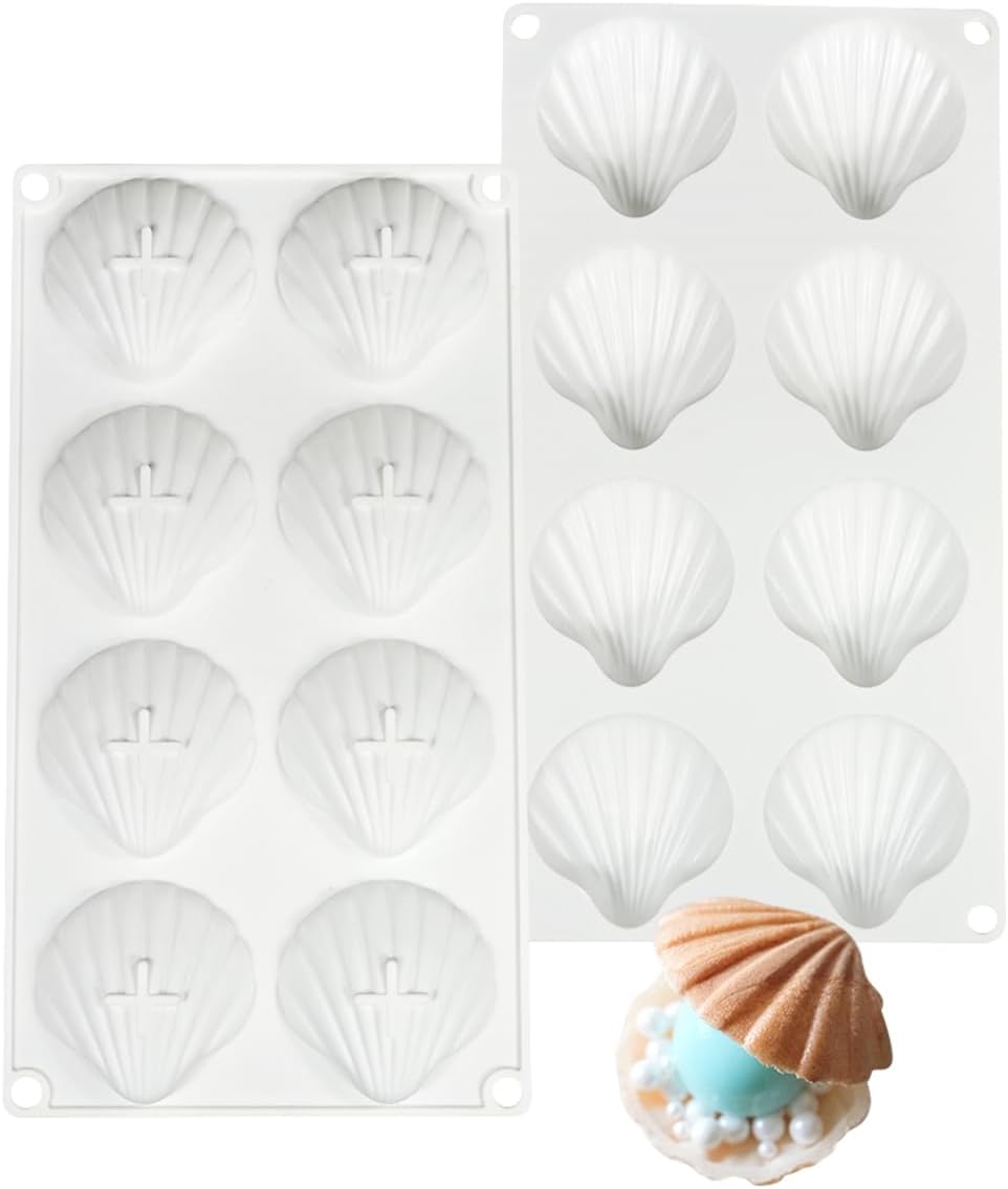 Seashell Chocolate Mold, Shell Shaped Madeleine Mold, Non-Stick Baking Pan for Mousse, Cake, Chocolate, Candy, Biscuit, Resin, Craft Decoration (F_ Seashell)