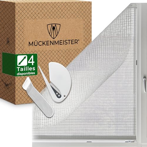 MÜCKENMEISTER® Moustiquaire Fenetre (130x150cm, Blanc) en Fibre de Verre - Moustiquaire - Moustiquaire Fenetre sans Percage - Moustiquaire avec Bande...