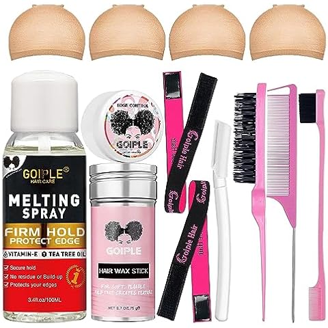 Lace Melting Spray Glue-Less Hair Adhesive for Wigs, Lace Bond Adhesive Spray Wig Melting Spray for Closure Front Extensions, Melting Spray for Lace Wigs Natural Finishing Hold Protect Edge Kit Cover