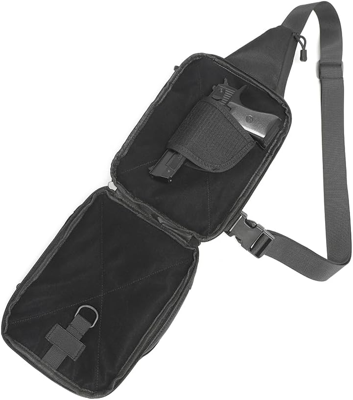 Concealed Carry Sling Bag for Men, Small Gun Backpack Chest Daypack EDC Shoulder Bag Crossbody CCW Range Bags of Handgun Travel Sports Hiking Black - Image 5