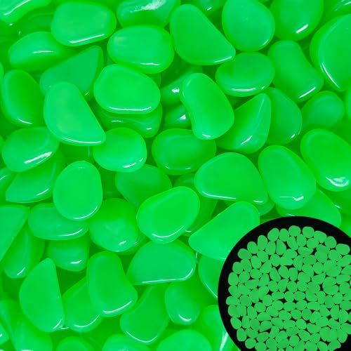 100PCS 1-1.2" Glow in Dark Pebbles Glowing Rocks for Garden Outdoor Green Fish Tank Rocks Aquarium Rocks Glowing Rocks Outdoor for Driveway Walkway,Green