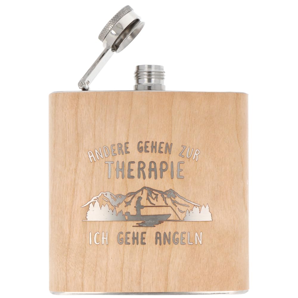 Spruchreif Fiaschetta In Acciaio Inox Con Finitura Legno, Incisa Per Ciclisti, 170 Ml, Regalo Per Appassionati Di Bici Ed E-Bike, Made In Germany