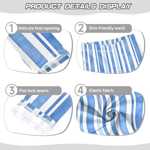 Navy Blue and White Stripes Kids Baby Girls Athletic Leggings Fashion High Waisted Pants Exercise3