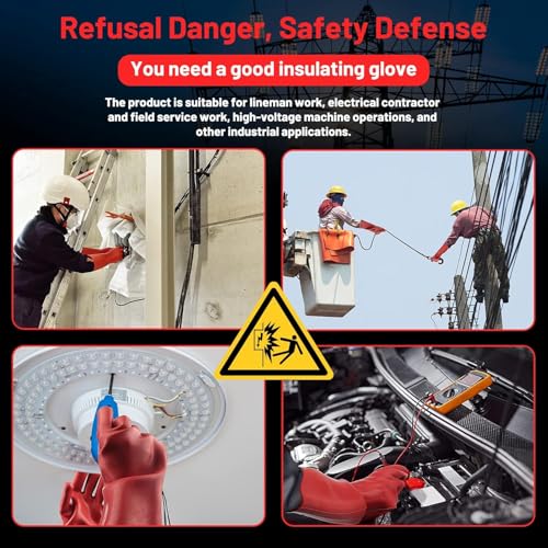 Image of DongChu Insulating Gloves 1.8mm-Thickness High Voltage Electrical Work Protective Gloves Cut & Stab Resistant 12kVAC /22kVDC Max Rubber Insulating Handwear For Lineworker Electricians