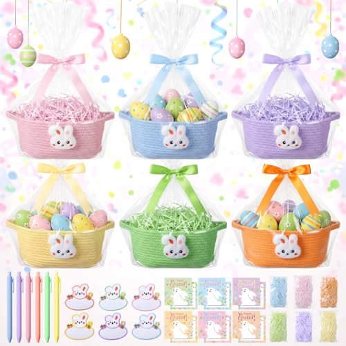 Hoolerry 6 Set Personalized Easter Basket Gifts Bulk Pastel Woven