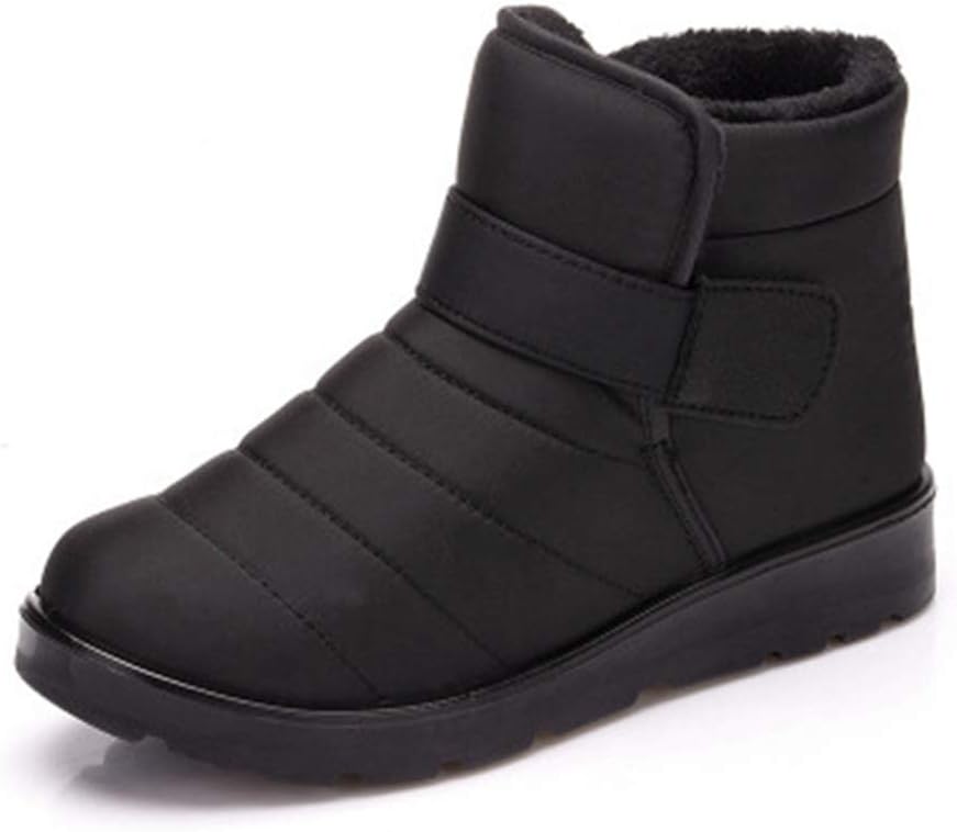 MIOKE Women's Waterproof Winter Snow Ankle Booties Lightweight Warm Fur Hook-and-Loop Rain Snow Short Boots
