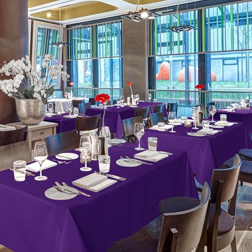 Image of sancua Rectangle Tablecloths for 6 Foot Tables, 6 Pack - Washable Polyester Fabric Table Cloth for Halloween Party, Wedding Birthday Banquet Reception, 54x108 Inch, Purple