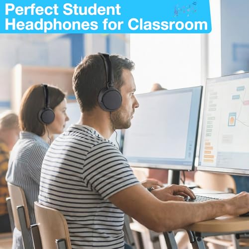 Image of Yunsailing 6 Pack Classroom Headphones Bulk, Wired Headphones,Black