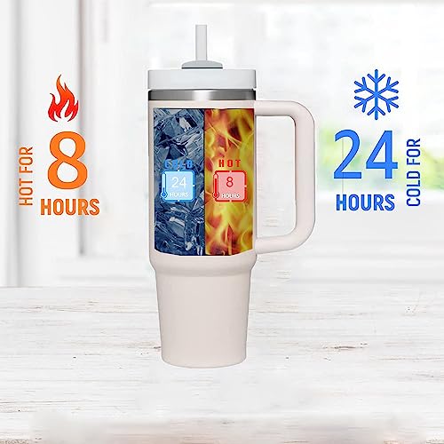 Image of 40 OZ Tumbler with Handle and Straw H2.0 FlowState Stainless Steel Vacuum Insulated Tumbler with Lid and Straw for Water, Iced Tea or Coffee, Smoothie and More?Rose Quartz?