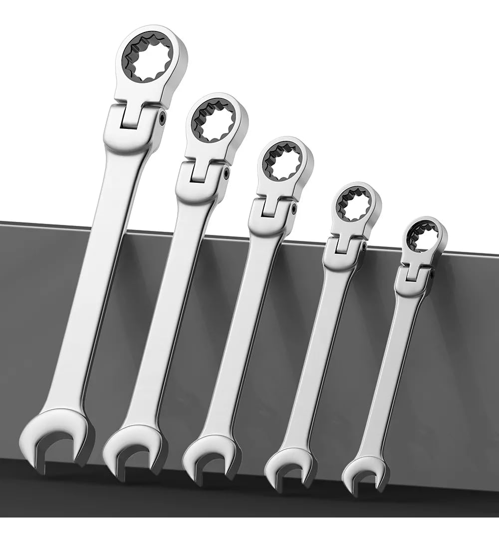 WOZOBUY 180° Flex-Head Ratcheting Wrench Set, 16Pcs Metric 6-22mm