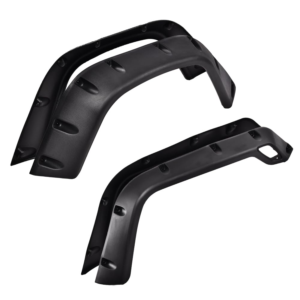 DOTCOM Fender Flares,Compatible with Jeep Wrangler TJ 1997-2006/Wrangler LJ 2004-2006 (Not Fit Sport Sport Utility Models),Wheel Cover Trim,Black Smooth Riveted Style