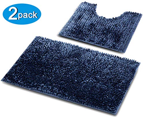 Non Slip Bathroom Rugs, Luxury Chenille Mat Set, Shower Rug Toilet Mat Combo