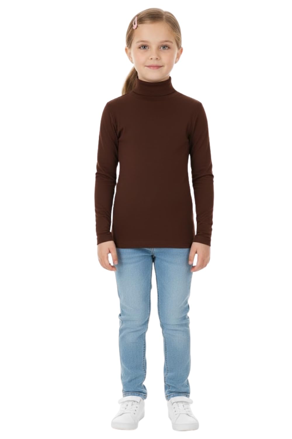 STAR FASHION Top a collo alto a maniche lunghe unisex per bambini e bambine, taglie 5/6 7/8 9/10 11/12 e 13 anni