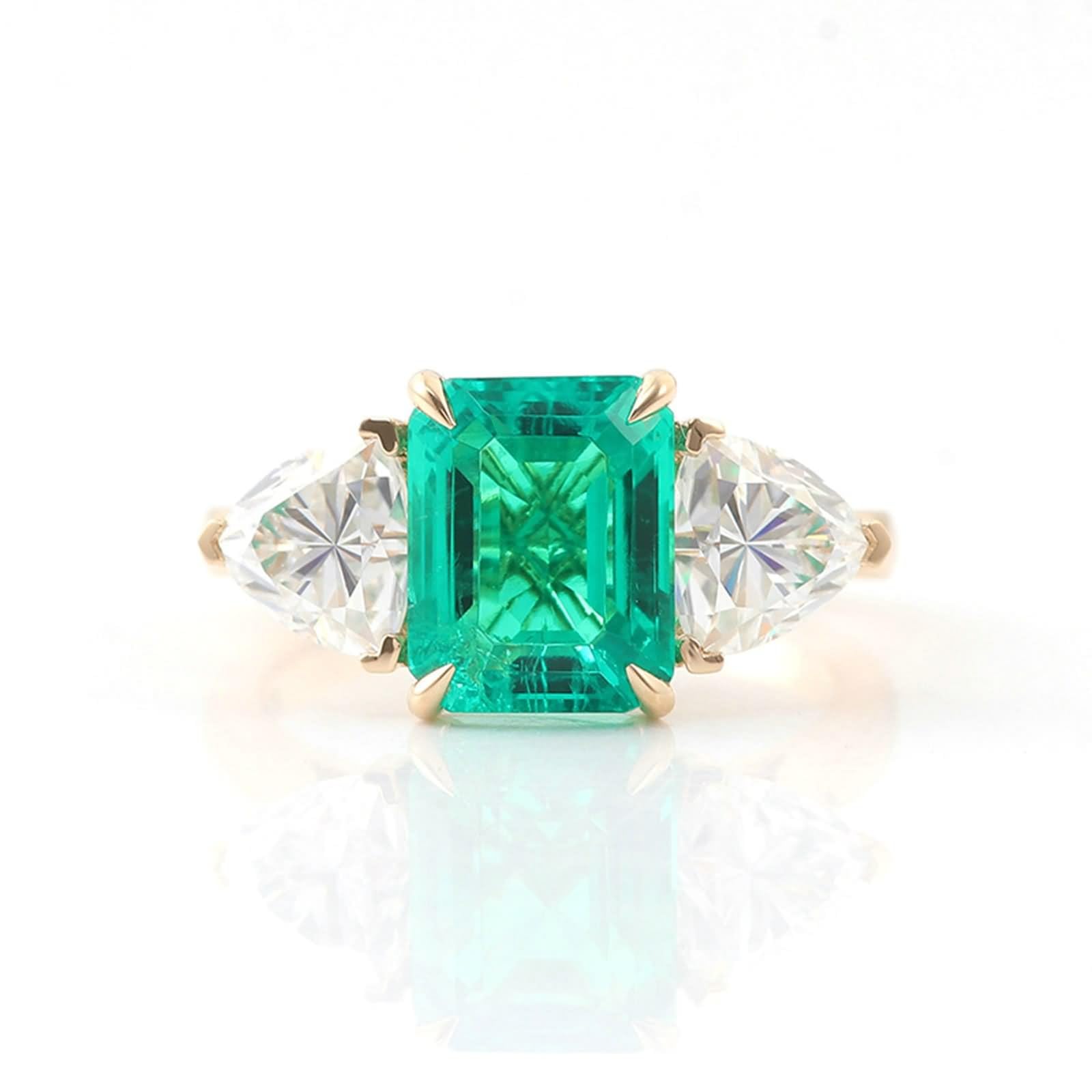 Anillo vintage, anillos para mujer con 1/2/3 quilates cuadrado de moissanita, oro amarillo, regalo de cumpleaños para mujer