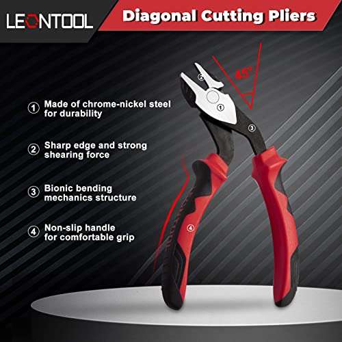 Leontool High Leverage Diagonal Cutting Pliers With Angled Head 7 Inch Wire Cutters Heavy Duty Side Cutting Pliers Professional Hand Tool Saving 35 Percent Labour #TOP1