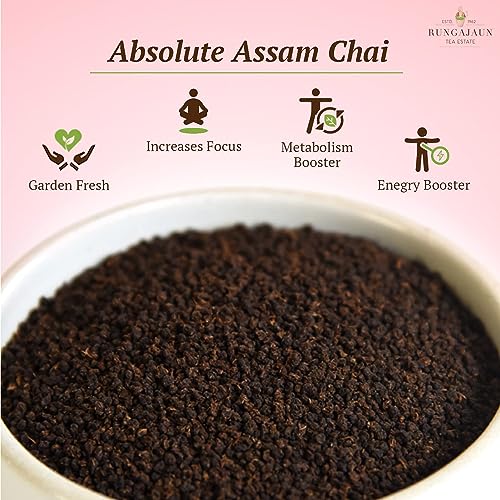 Image of Rungajaun Absolute Assam Second Flush Black Tea Granules 1kg, 100% Natural Handpicked Premium Tea Made with Malty & Gutty Strong Brisk Pure Assam Chai Patti