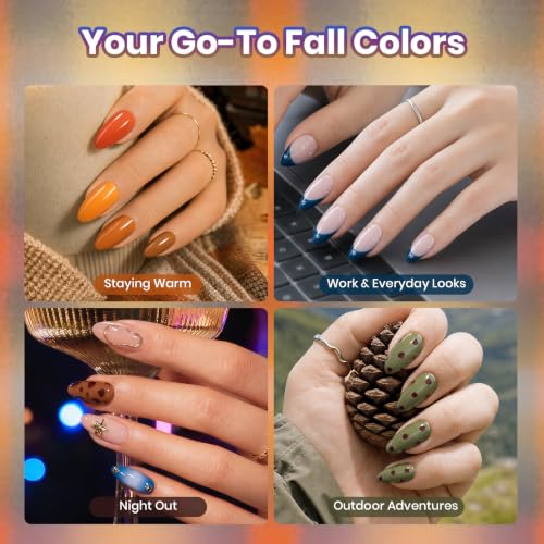 Image of Beetles Fall Gel Polish Set - Fall Passage Collection, Burgundy Brown Orange 25 Autumn Colors Dark Gel Polish with Base Glossy Matte Top Coat UV LED Soak Off Gifts for Women