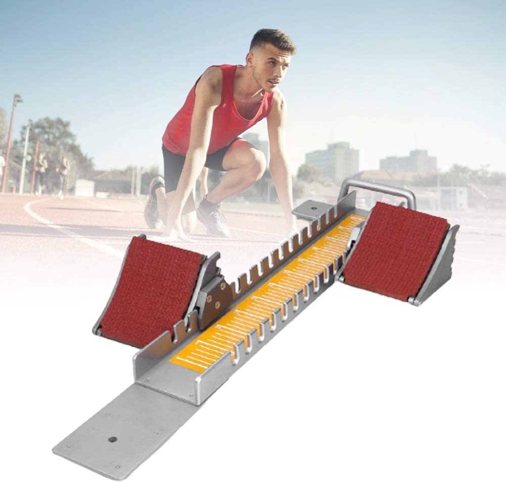 Bloki Startowe Do Lekkoatletyki, Regulowane, Ze Stopu Aluminium | Dwufunkcyjny Pojemnik Na Popiół Z Tworzywa Sztucznego I Węgla, Z Blokadą Skali Kątowej I Uchwytem Przenośnym